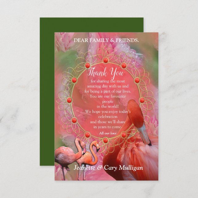 Coral, Grass & Peony-pink Blooms RSVP Card (Front/Back)