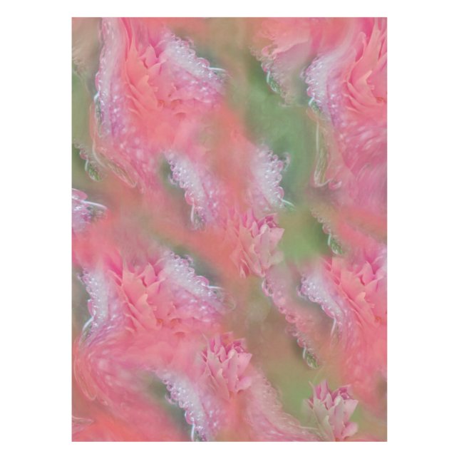 Coral, Grass & Peony-pink Blooms Tablecloth (Front)