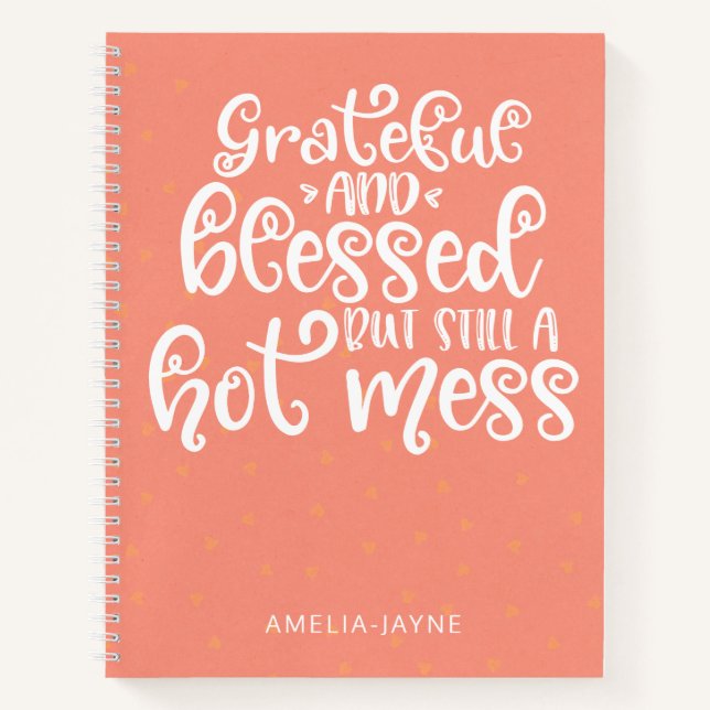 Coral Grateful And Blessed Gratitude Journal (Front)