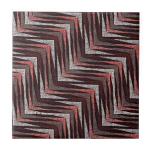 Coral, gray, brown zigzag pattern. ceramic tile