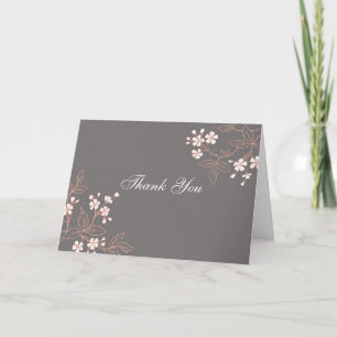 Coral Gray Floral Baby Shower Hostess Thank You Card