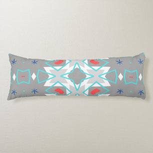 Coral Gray Mandala Pattern   Geometric Floral Boho Body Cushion