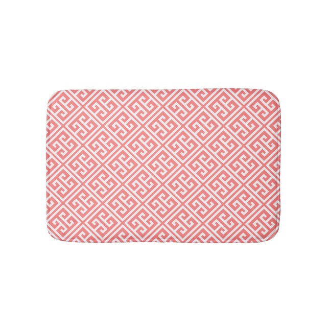 Coral Greek Key Pattern Bath Mat (Front)