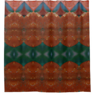 Coral & Green Ikat Shower Curtain