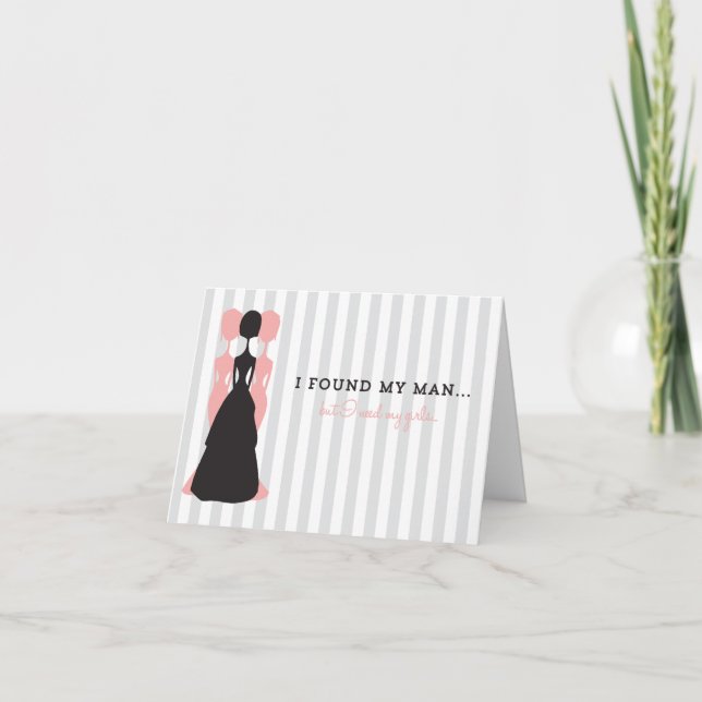 Coral & Grey Be My Bridesmaid Card (Front)