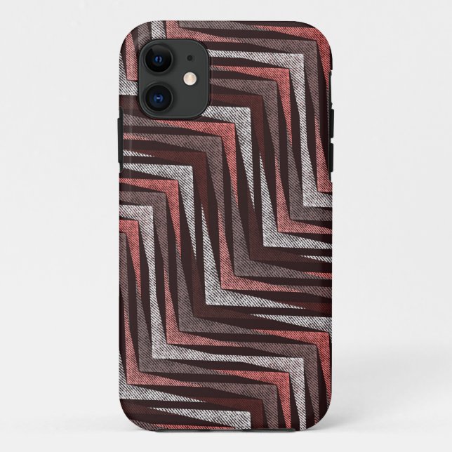 Coral, grey, brown zigzag pattern. Case-Mate iPhone case (Back)