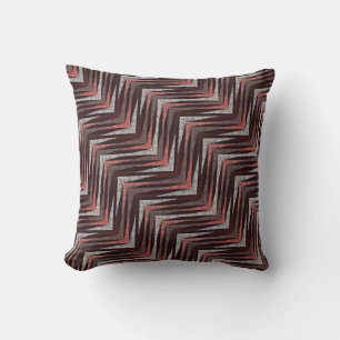 Coral, grey, brown zigzag pattern. cushion