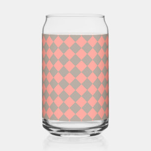 Coral Grey Chequered Diamond Pattern Can Glass