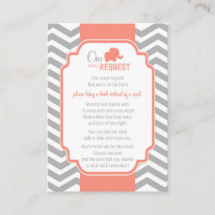 Coral Grey Chevron Baby Shower Book Request Card