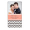 Coral Grey Chevron Photo Wedding Labels