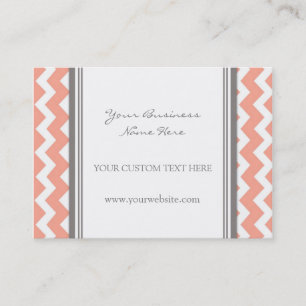Coral Grey Chevron Retro Business Cards