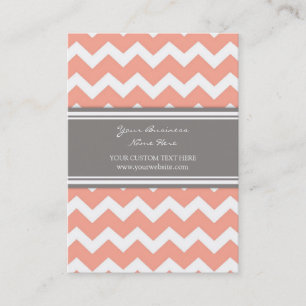 Coral Grey Chevron Retro Business Cards