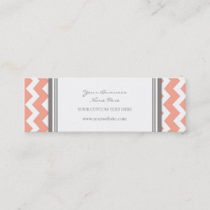 Coral Grey Chevron Retro Business Cards