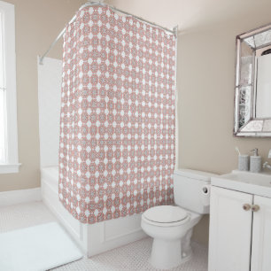 Coral & Grey Geometric Shower Curtain