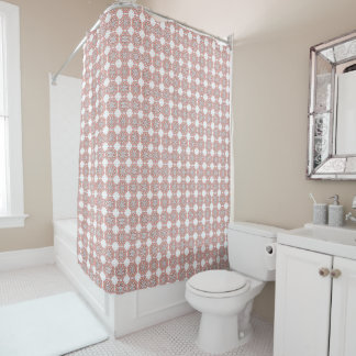 Coral & Grey Geometric Shower Curtain