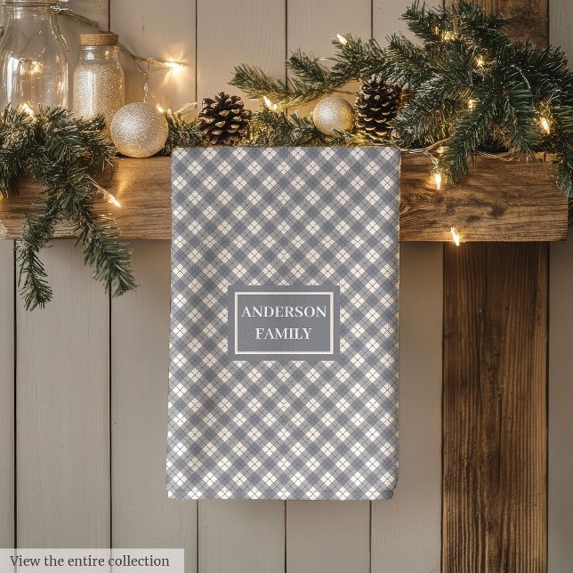 Coral Grey Kitchen Towel Custom Name Modern Look (Coral Grey Kitchen Towel Custom Name Modern Look)