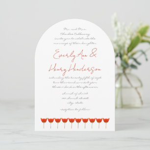 Coral & Grey Poppies  Butterfly Wedding Invitation