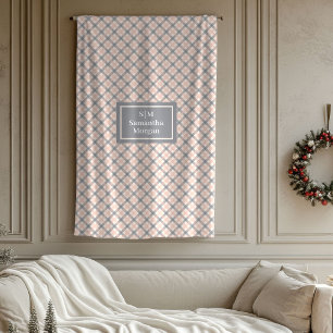 Coral Grey Tartan Blanket Modern Aesthetic Gift