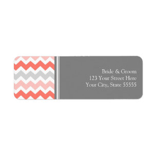 Coral Grey Wedding Custom Return Address Labels