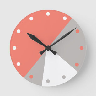 CORAL Grey White Abstract Modern Geometric Decor Round Clock