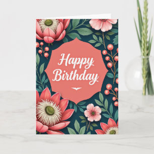 Coral Happy Birthday Bloom Card