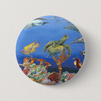 coral head 6 cm round badge