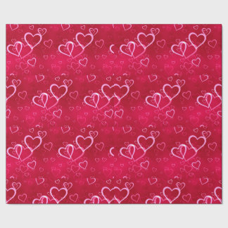 Coral Heart Grid: Simple Scattered Sweetness  Wrapping Paper