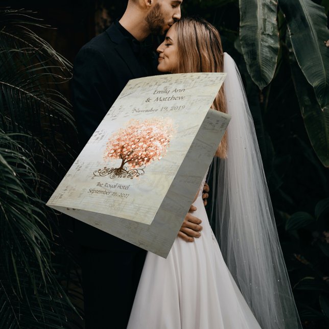 Coral Heart Leaf Tree Wedding Programs (Creator Uploaded)