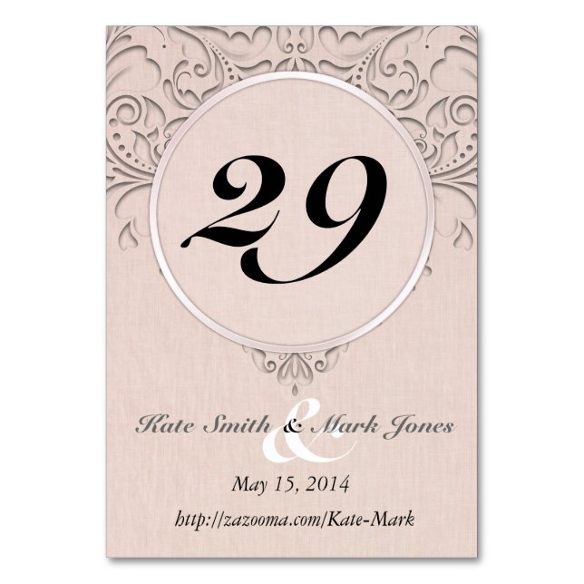 Coral HeartChic Table Number (Back)