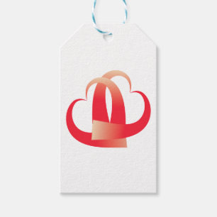 coral hearts hugging gift tags