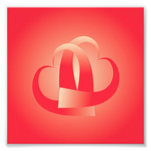 coral hearts hugging photo print