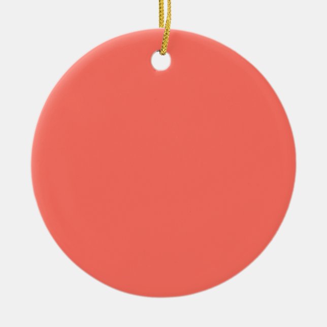 Coral hex code FF6F61 Ceramic Ornament (Front)