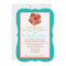 Coral Hibiscus and Aqua II Wedding Invitation