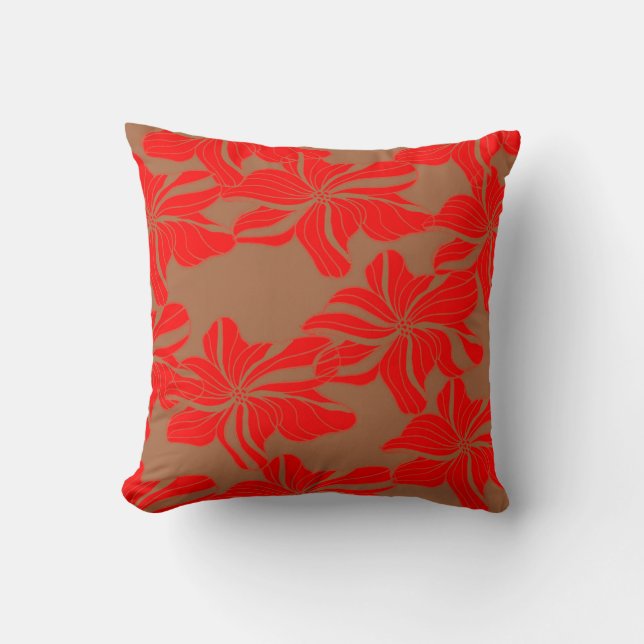 Coral Hibiscus Cushion (Front)