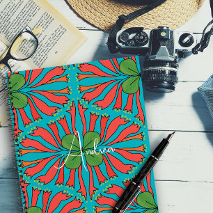 Coral Honeysuckle Art Personalised Botanical Notebook