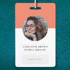Coral ID Card | Modern Employee Photo Name Logo QR