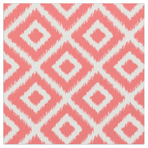 Coral Ikat Diamonds Fabric