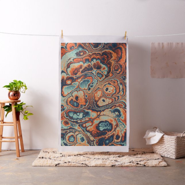 Coral & Indigo Marble Cells Fabric (In Situ)