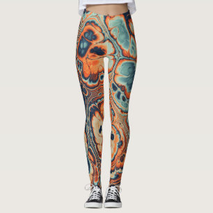 Coral & Indigo Marble Cells Leggings