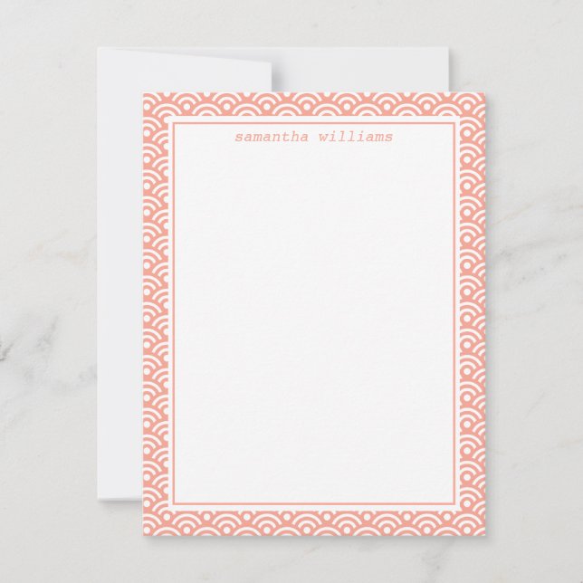 Coral Japanese Seigaiha Pattern Invitation (Front)