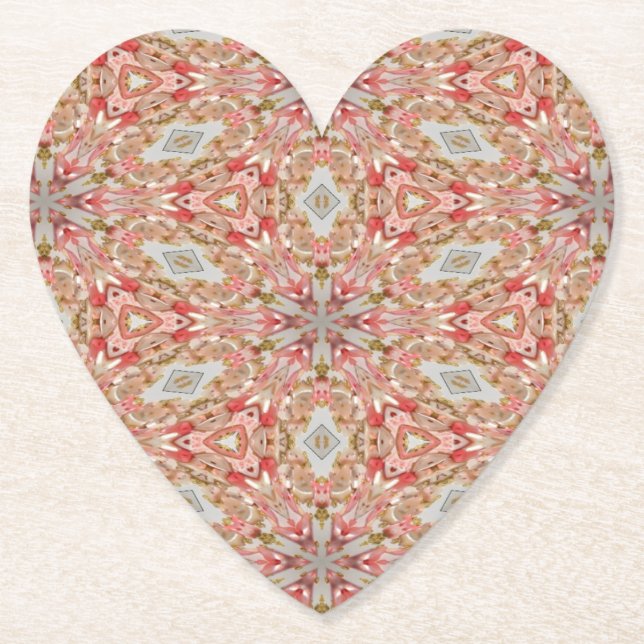 Coral Kaleidoscope Paper Coaster (Front)