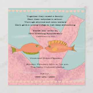 Coral & Kissing Fish 35th Anniversary Invitation