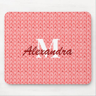 Coral Knitted Texture Mouse Pad with Monogram