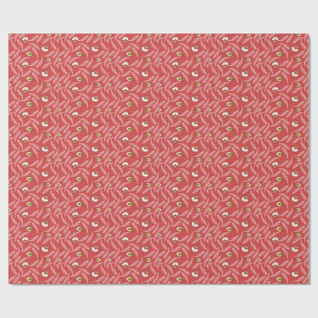 Coral Leaf Drift Throw Blanket Wrapping Paper (Flat)