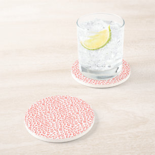 Coral Leopard Print Coaster
