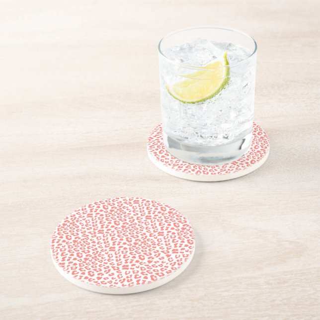 Coral Leopard Print Coaster (Side)