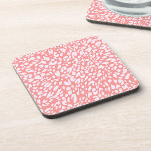 Coral Leopard Print Pattern Coaster