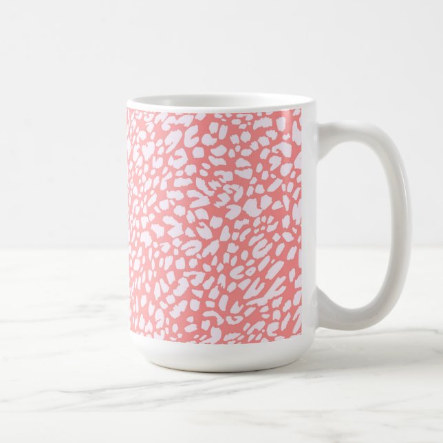 Coral Leopard Print Pattern Coffee Mug (Right)