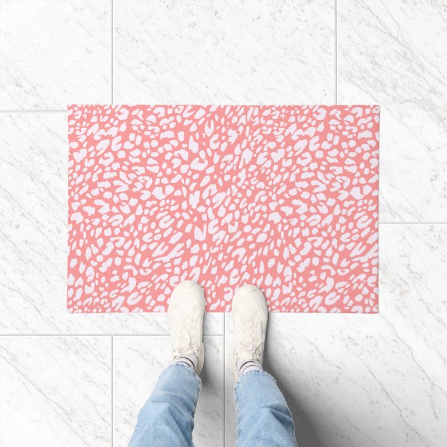 Coral Leopard Print Pattern Doormat (Indoor)