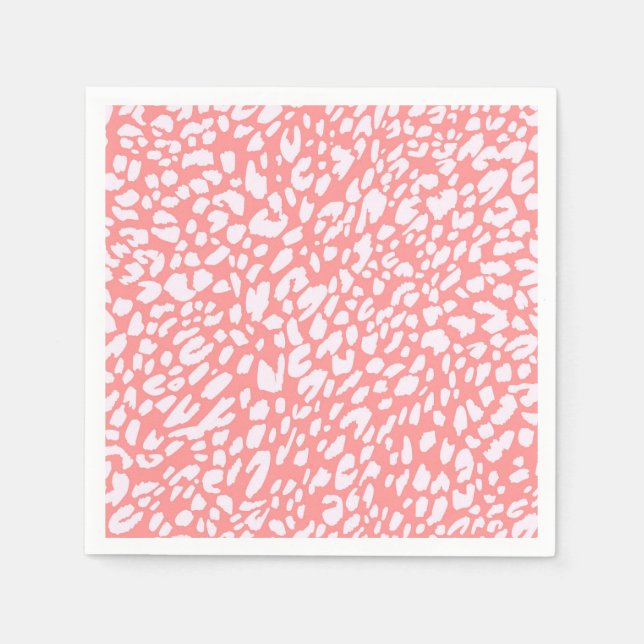 Coral Leopard Print Pattern Napkin (Front)